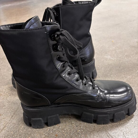 Marc Fisher Happy Leather Chunky Lug Sole Comabt Boots - Picture 6 of 8